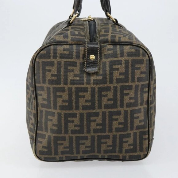 FENDI Zucca Canvas Boston Bag PVC Black Brown Auth 145332 - Picture 6 of 16